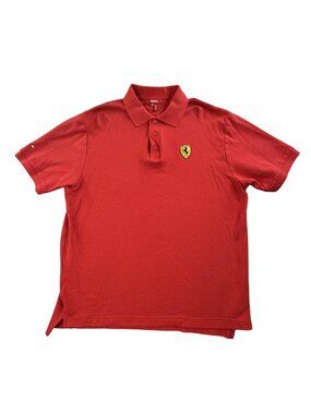 Scuderia Ferrari Shirt Polo Mens 2XL Red F1 Racing Embroidered Crest Pique
